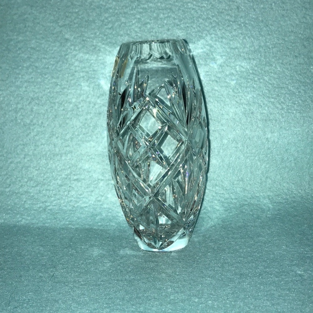 CRYSTAL hand-cut leaded vase vintage made in Poland diamond pattern NEW